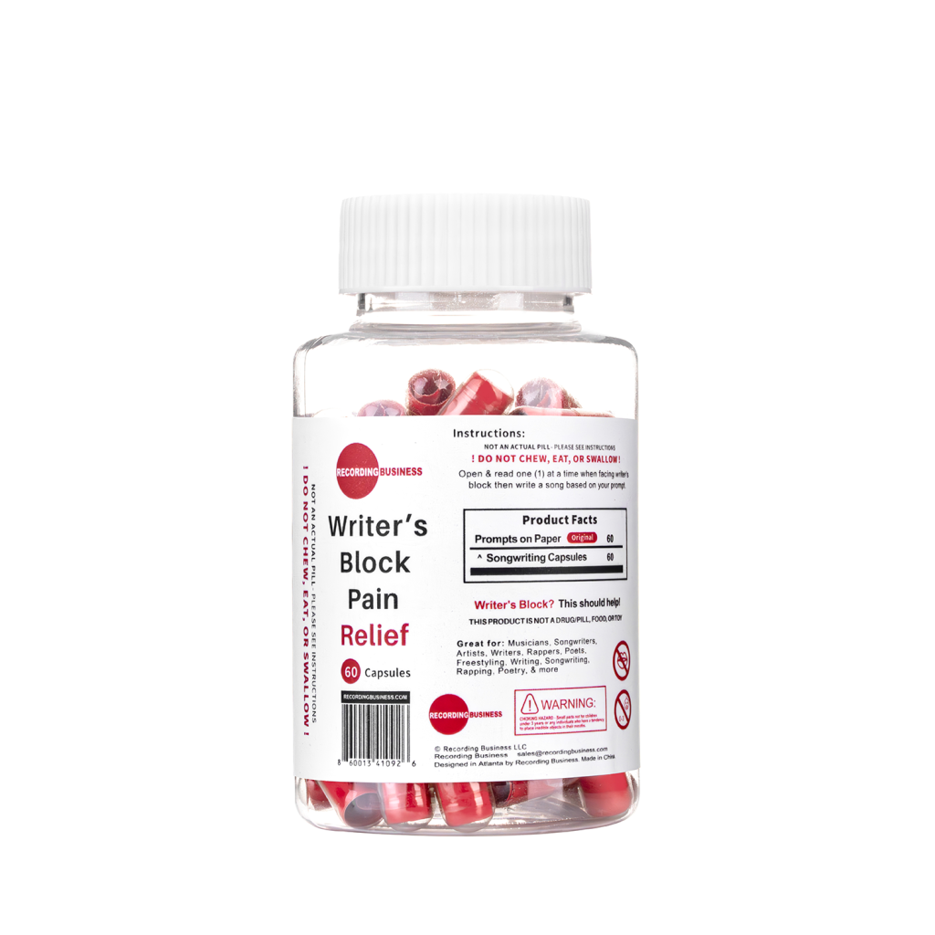 Back of Recording Business Writer's Block Pain Relief
